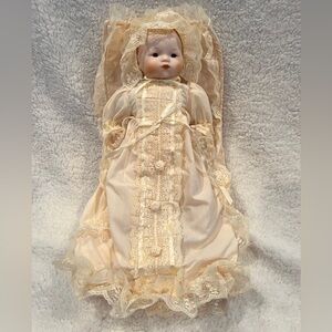 Heritage Doll 16" Porcelain Baby Plays "Rock-a-bye Baby" New In Box 1987